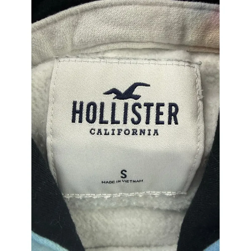 Hollister Tie Dye Winter Hoodie Unisex S Blue Pink Yellow Pullover Seagull Logo